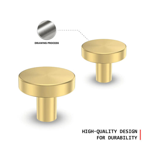 Gold Cabinet Knobs 10 Pack Round Metal Drawer Pulls For Kitchen Cabinets Dressers Desks Cupboards Easy Install Solid Dope Durable Aluminum Alloy Handles For Modern Homes shown with high-quality design.