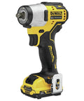 Compact Brushless Impact Wrench Kit Featuring 12V Motor And 3/8 Square Drive showing design and handle grip.