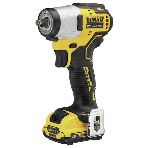 Compact Brushless Impact Wrench Kit Featuring 12V Motor And 3/8 Square Drive showing design and handle grip.