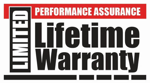 Lifetime warranty badge featuring a red Performance Assurance banner and vertical Limited text