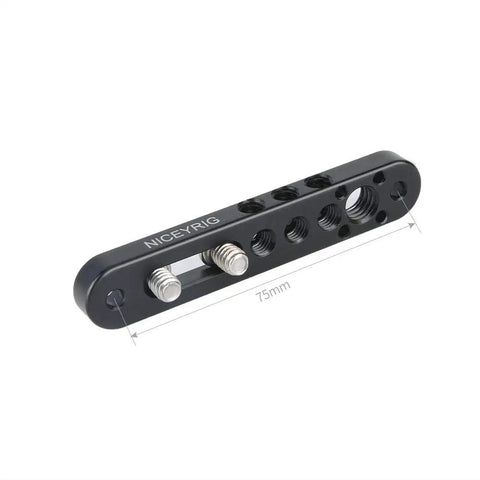 Top Shelf Camera Mounting Plate Cheese Bar Extension featuring 1/4 and 3/8 inch threads, 75mm aluminum cheese bar, versatile rig accessory.