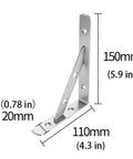 Built Tough Heavy Duty Stainless Steel L Brackets Deliver Rock Solid Wall Shelf Support That Easily Handles Daily Loads, 150mm tall.