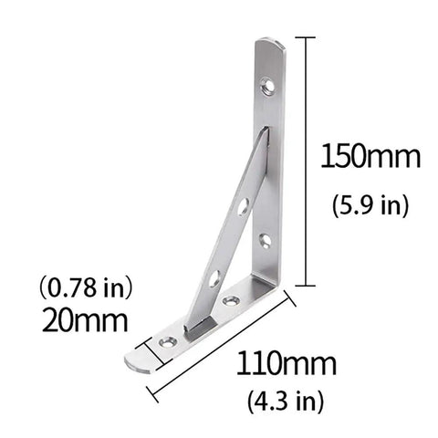 Built Tough Heavy Duty Stainless Steel L Brackets Deliver Rock Solid Wall Shelf Support That Easily Handles Daily Loads, 150mm tall.