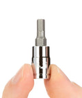Close-up of One Quarter Inch Drive Hex Bit Socket Set 10 Piece 2 To 8 mm With Press Fit S2 Steel showing six-sided tip.