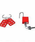 Industrial Safety Lockout Kit With 6 Hole Tamper Proof Hasps For Equipment Shutdown And Maintenance Non Conductive Body With Aluminum Padlocks