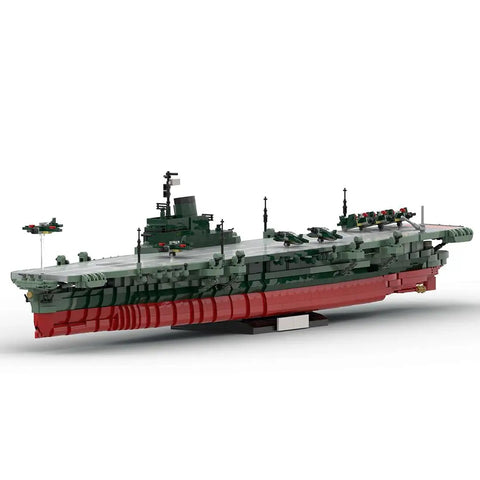 No Cap Wwii Shinano Aircraft Carrier Building Blocks Set, 1/300 scale model with detailed structure and aircraft.