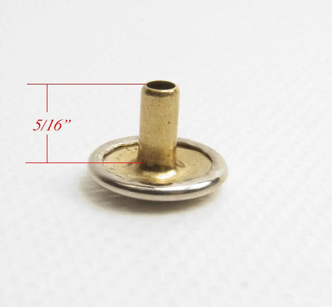 Longer Post Snap Fasteners For Leather And Thick Fabrics Or Carpet By DOT Brand Nickel Plated Brass Set, detail of post, 5/16 inch.