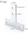 10 Set T Bracket Kit For 6mm T Slot Aluminum Profiles With 40 M5 T Slot Nuts And 40 M5x8mm Stainless Hex Socket Cap Screws Built Tough Pro Grade Aluminum Extrusion Connector Brackets And Corner Brace Plates, 20S-T type 16mm x 60mm flat corner brace plate