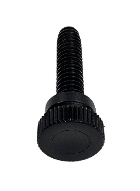 1/4-20 Thread Nylon Thumb Screws, 1 Inch Long, Black, single screw front view with knurled head for quick hand tightening