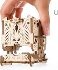 Modular Dice Tower Wood Laser Cut Do It Yourself Self Assembling Kit For Board Games Great For Game Night Easy Roller And Durable Game Accessory That Elevates Any Tabletop Session. wooden laser-cut modular dice tower kit held in hand, front view