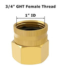 Brass Garden Hose Adapter 3/4 Inch NPT Female To 3/4 Inch GHT Female Connector, brass fitting with 3/4 GHT female thread