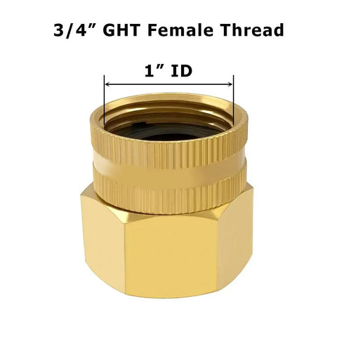 Brass Garden Hose Adapter 3/4 Inch NPT Female To 3/4 Inch GHT Female Connector, brass fitting with 3/4 GHT female thread