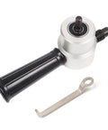 Dual Head Sheet Metal Nibbler Cutter With Handle And Wrench, 360 Degree Adjustable, Straight Or Curve Cutting, Pro Grade, silver and black