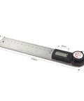 Digital Angle Finder Protractor in Stainless Steel, 7 Inch 200mm, laser etched ruler, black button, high precision display