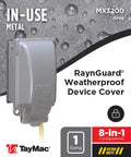 Tough As Nails One Gang Weatherproof In Use Outlet Cover With Fo Sho Quick Fit Keyhole Mount For Exterior Walls Extra Duty Rated Gray Housing tight seal against storms on gray surface.