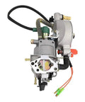 Dual Manual LPG CNG Carburetor For GX390 188F GX420 190F 11HP 13HP Engines Motorcycle Engine Spare Parts With Manual Fuel Line Switch Reliable Gas Line Carburetor For Industrial Power Equipment, gray metal with hose