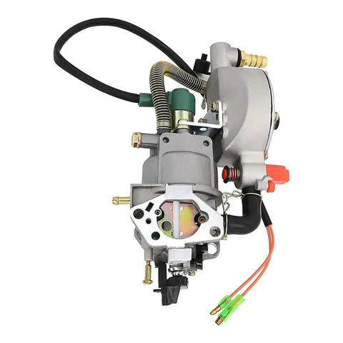 Dual Manual LPG CNG Carburetor For GX390 188F GX420 190F 11HP 13HP Engines Motorcycle Engine Spare Parts With Manual Fuel Line Switch Reliable Gas Line Carburetor For Industrial Power Equipment, gray metal with hose