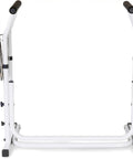 FSA HSA Eligible Sit And Rise Bathroom Safety Frame With Height Adjustable Toilet Rail And Commode Grab Bar in white.