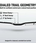 Beefy 35 MTB Handlebar With 800mm Width And 38mm Rise 35mm Clamp Aluminum Alloy Chrome Finish showing geometry details