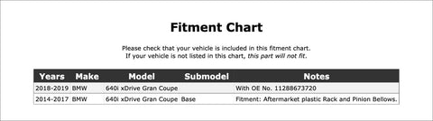 Fitment chart for Top Tier Accessory Drive Belt Idler Pulley For BMW 640i Xdrive Gran Coupe 2014 2019 with vehicle compatibility details.