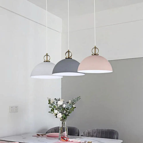 Industrial E27 Pendant Lamp Adjustable Chandelier for Kitchen Island Dining Room Bar(Blue,30cm) in three colors above dining table.
