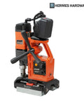 Heavy Duty Pipe Magnetic Drill With Permanent Magnet Base For Steel, rugged orange design, 2280W motor, variable speed.