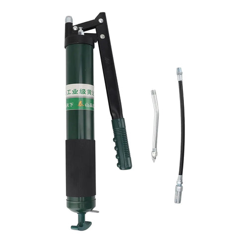 Beefy Heavy Duty Manual Grease Gun With Lever Action For Precise Flow Control And High Capacity Lubrication shown with attachments