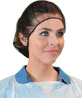 Person wearing Disposable Hair Nets For Food Service Nylon Caps Breathable Honeycomb 24 Inch Head Size Lightweight Comfortable Fit
