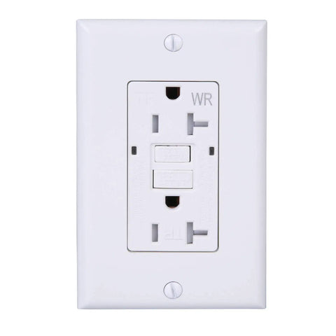 10 Pack 20 Amp 125V GFCI Duplex Outlet With Self Test, Tamper Resistant And Weather Resistant, UL Listed, Dual LED Status Lights, End Of Life Alarm, Indoor Outdoor Use, White