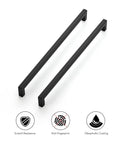 Two 18 Pack 12.6 Inch Square Kitchen Cabinet Handles Matte Black Drawer Pulls For Cupboards And Drawers, Sleek Modern Hardware