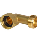 90 Degree Garden Hose Elbow Made From Lead Free Solid Brass Three Quarter Inch FHT To Three Quarter Inch MHT Adapter Reduces Kinking And Strain Heavy Duty Water Hose Connector For Garden RV And Outdoor Faucets brass elbow connector