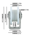Nylon Sliding Track Roller With V Type Directional Pulley, 304 Stainless Steel Bracket Bearing, 68Mm3In, front view with measurements