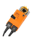 LM230AXSR Modulating Damper Actuator for HVAC systems, orange plastic, designed for air control and regulation.