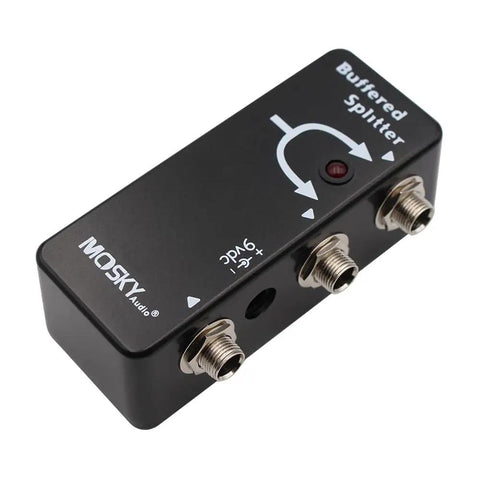 Buffered Splitter Guitar Effect Pedal With Dual Clean Buffer Outputs Keeps Your Tone Rock Solid On Long Cables top view with connectors visible.
