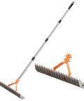 62 Inch Adjustable Thatch Rake With 19 Tines Nickel Steel for Lawn Dethatching and Soil Aeration, telescopic handle, ergonomic design.