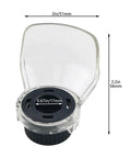 Front view of 2 Pack Transparent Rotating Tool Guard Safety Dust Cover Set, clear plastic, 51mm wide, fits 17mm threads.