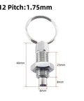 Four Pack Heavy Duty M12 Stainless Steel Spring Plunger With Pull Ring, detailed view of 40mm plunger with ring.