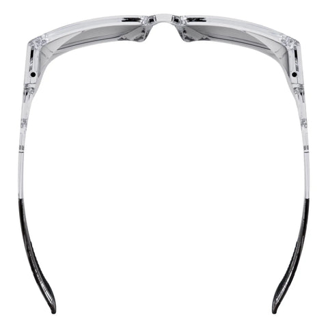 Sixteen Safety Glasses With Integrated Side Shields And Slick Anti Fog Lens That Handles Every Blue Collar Grind Features Ansi Certified Impact Protection And Includes A Microfiber Wipe For Keeping Your Eyewear Spotless After Long Shift Days, showing front view with clear polycarbonate frame.