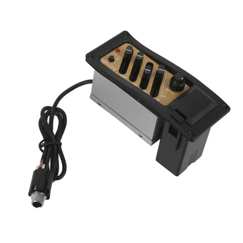 Acoustic Guitar Preamp With 4 Band EQ Equalizer Onboard Pickup System In Wood Grain Finish Prewired Easy Install