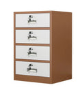 Brown Lockable Mobile File Cabinet With Four Drawers, Rolling Under Desk Storage, Adjustable Shelves, Metal Office Organizer