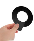 Hand holding black Two Piece Rubber Flat Washers Kit For Excavator Pin And Bucket Linkage Shim Parts Loader Arm Bushing