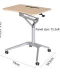 Straight Up Height Adjustable Rolling Desk With No Sweat Gas Spring Lift And Smooth Glide Casters Roll Anywhere In Your Space For Ultimate Sit To Stand Setup, 71.5x47cm panel size.