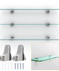 4 Pack Adjustable Floating Glass Shelf Brackets Zinc Alloy Clamp Mounts For Wall Shelves And Bookshelves, Smooth Finish