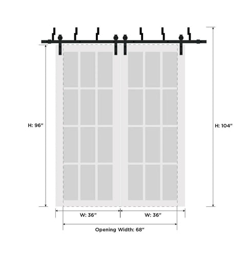 Frosted Glass Sliding Closet Barn Doors With Hardware Matte Black Rails And Tracks Heavy Duty Six Point Six Foot System 84 By 96 Inches Two Panels