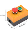 Momentary Green Push Button Switch Box With Emergency Stop No NC Contacts 10A 415V, dimensions 110x93x72mm