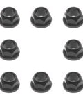 Tough As Nails Eight Piece Hex King Pin Bushings For Mtd Cub Cadet And Toro Lawn Tractors Replacement Flanged Plastic Sleeves in black, showing top view.