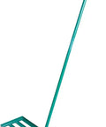 Lawn Leveling Rake With Heavy Duty Handle 42 Inch By 10 Inch Stainless Steel Yard Tool in green with long handle