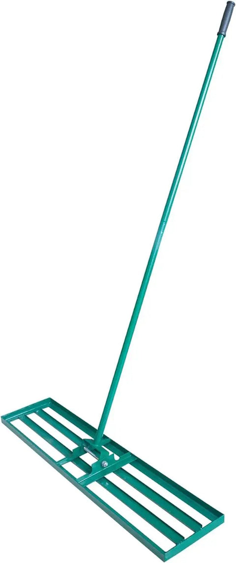Lawn Leveling Rake With Heavy Duty Handle 42 Inch By 10 Inch Stainless Steel Yard Tool in green with long handle