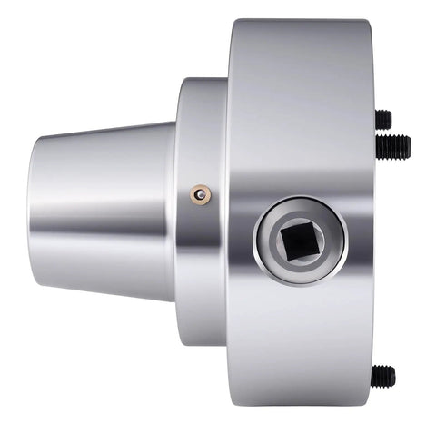 Side view of 5C Collet Chuck 5 Inch Plain Back For Lathe Machine With Recessed Back Plate Ready To Install Via Adapter Heavy Duty 0.0006 TIR