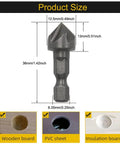 Three Pack Countersink Drill Bits With Six Flute Design And One Fourth Inch Hex Shank For Woodworking Burr Removal